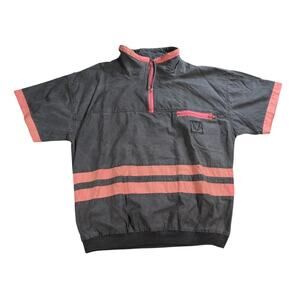 Y2K BB Sport Half Zip Pullover Windbreaker Shirt Mens L Gray Pink NWT Vintage